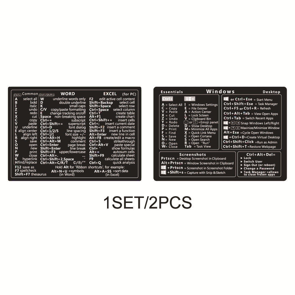 Windows, Word and Excel Shortcut Stickers