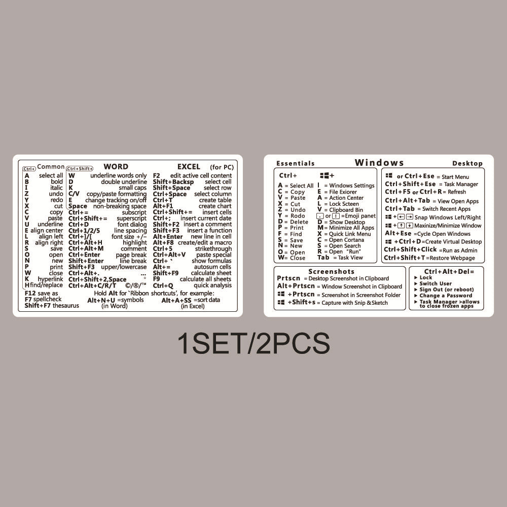 Windows, Word and Excel Shortcut Stickers