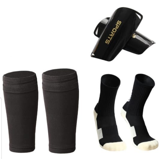 3-Piece Soccer Protection Set – Shin Guards, Compression Sleeves & Grip Socks