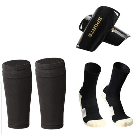 3-Piece Soccer Protection Set – Shin Guards, Compression Sleeves & Grip Socks