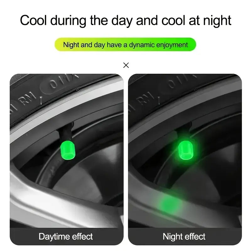 Fluorescent Car Tire Stem Caps 4pc