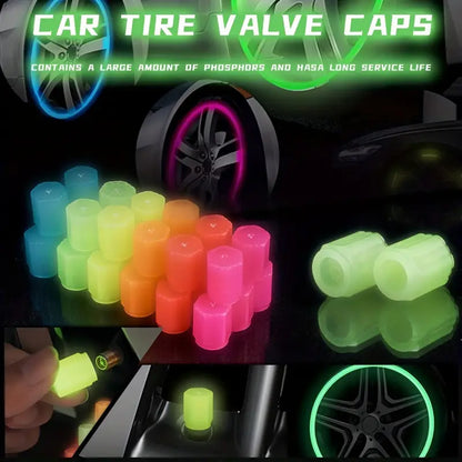 Fluorescent Car Tire Stem Caps 4pc